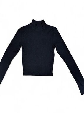 American Eagle Black Ribbed Turtleneck Long Sleeve Top